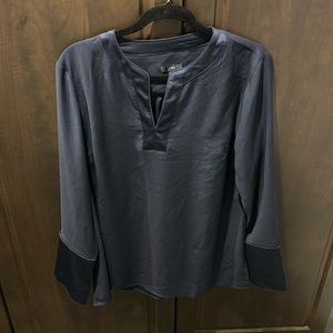 J Crew Tunic large  Navy V Neck Satin Backed Crepe